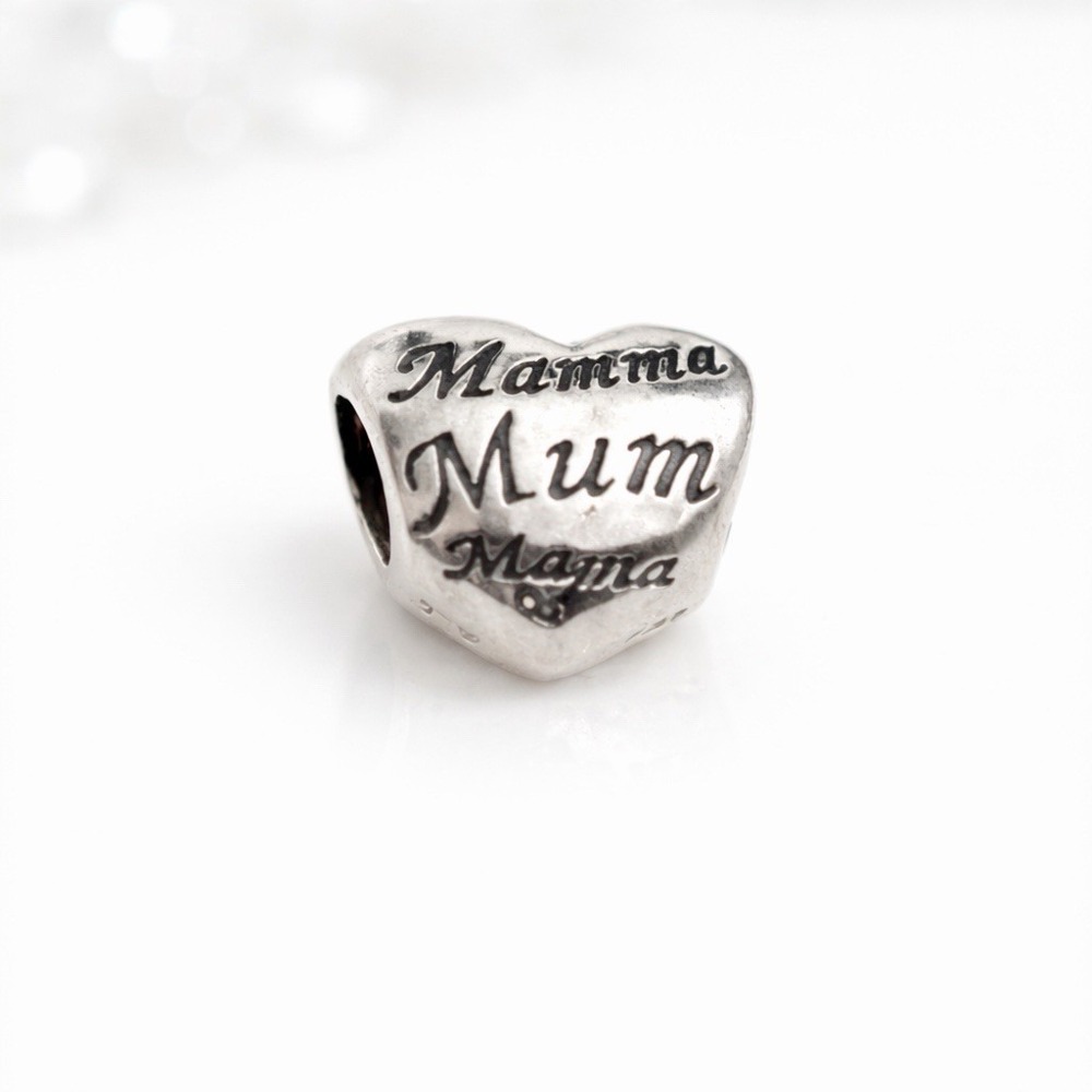 Pandora S 925 Sterling Silver Mom In Many Languages Heart Charm Retired - Picture 2 of 5
